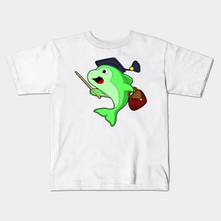 Dolphin as Professor with Bag & Pointer Kids T-Shirt